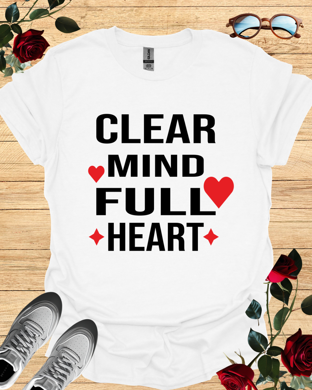 Clear Mind, Full Heart – Motivational Minimalist T-Shirt Printify