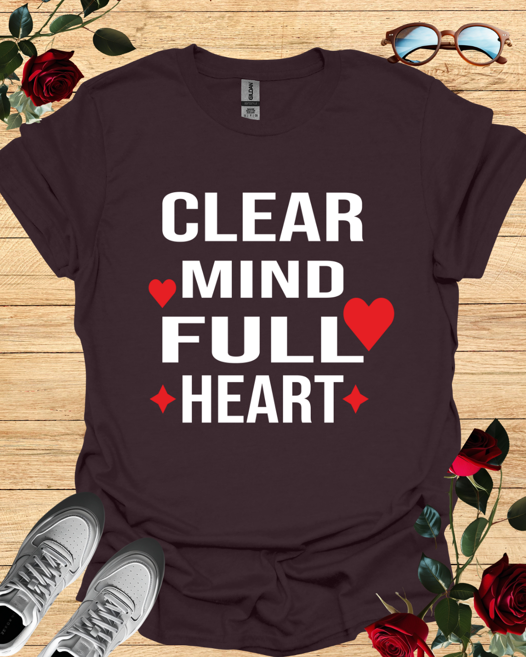 Clear Mind, Full Heart – Motivational Minimalist T-Shirt Printify