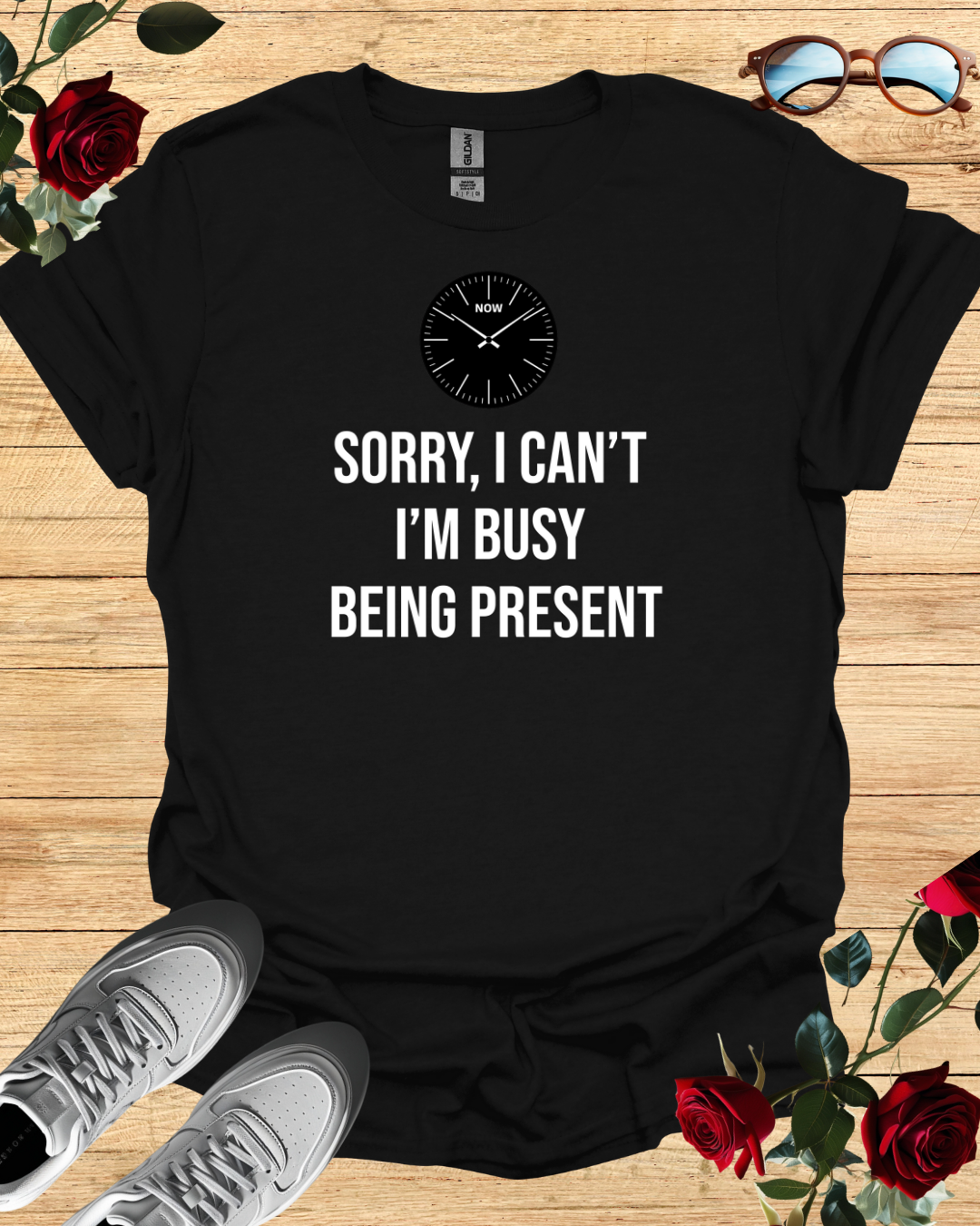 Sorry I can't I'm busy being present long sleeve t-shirt short sleevs t-shirt cotton mindful shirt
