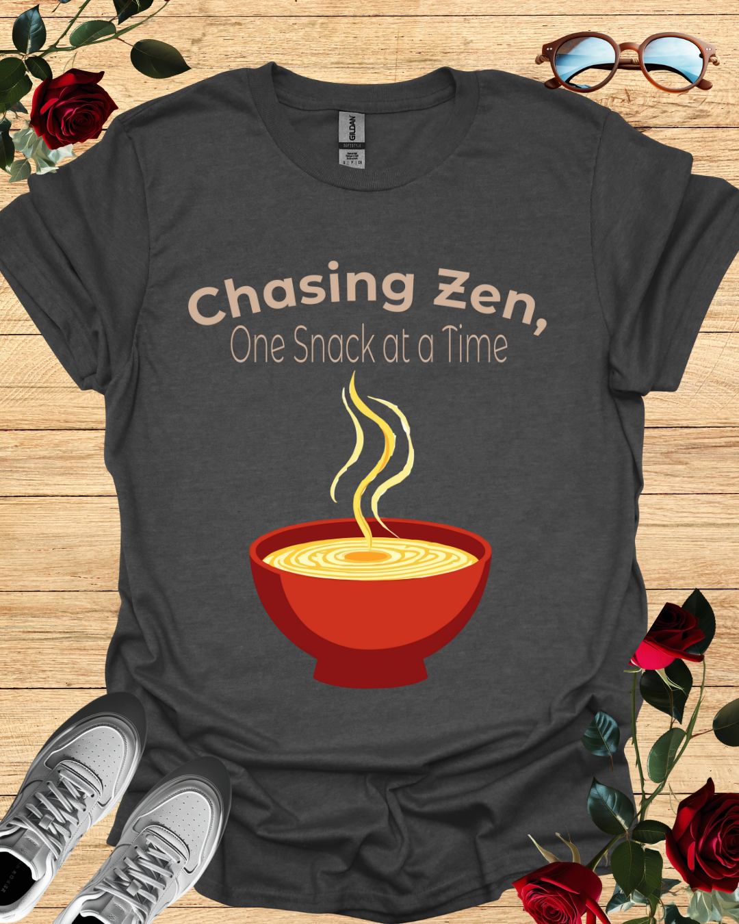 Chasing Zen One Snack at a Time – Relaxed T-Shirt in Long & Short Sleeve Styles Printify
