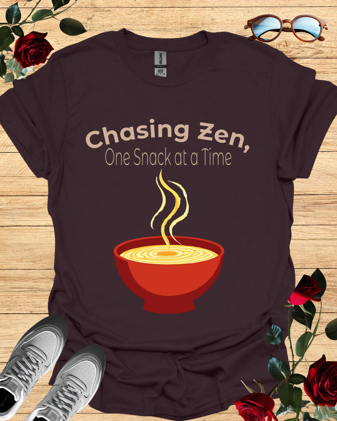 Chasing Zen One Snack at a Time – Relaxed T-Shirt in Long & Short Sleeve Styles Printify
