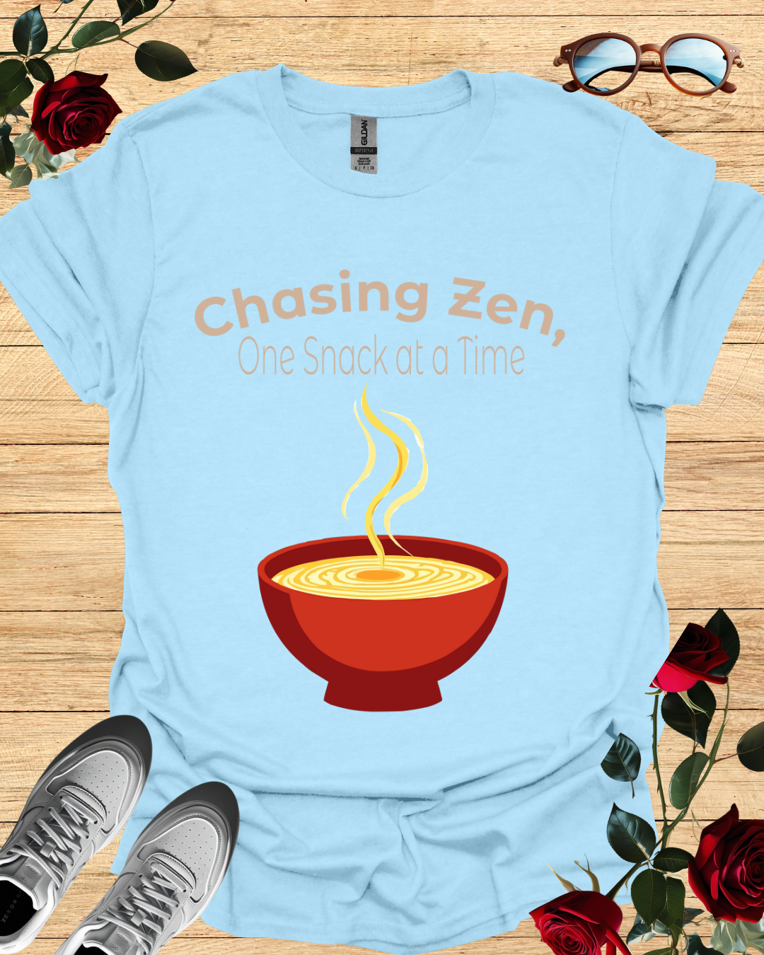 Chasing Zen One Snack at a Time – Relaxed T-Shirt in Long & Short Sleeve Styles Printify
