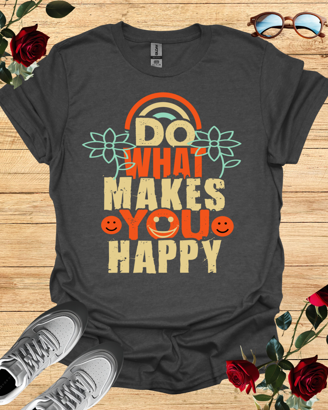 Do What Makes You Happy – Motivational Organic T-Shirt Printify