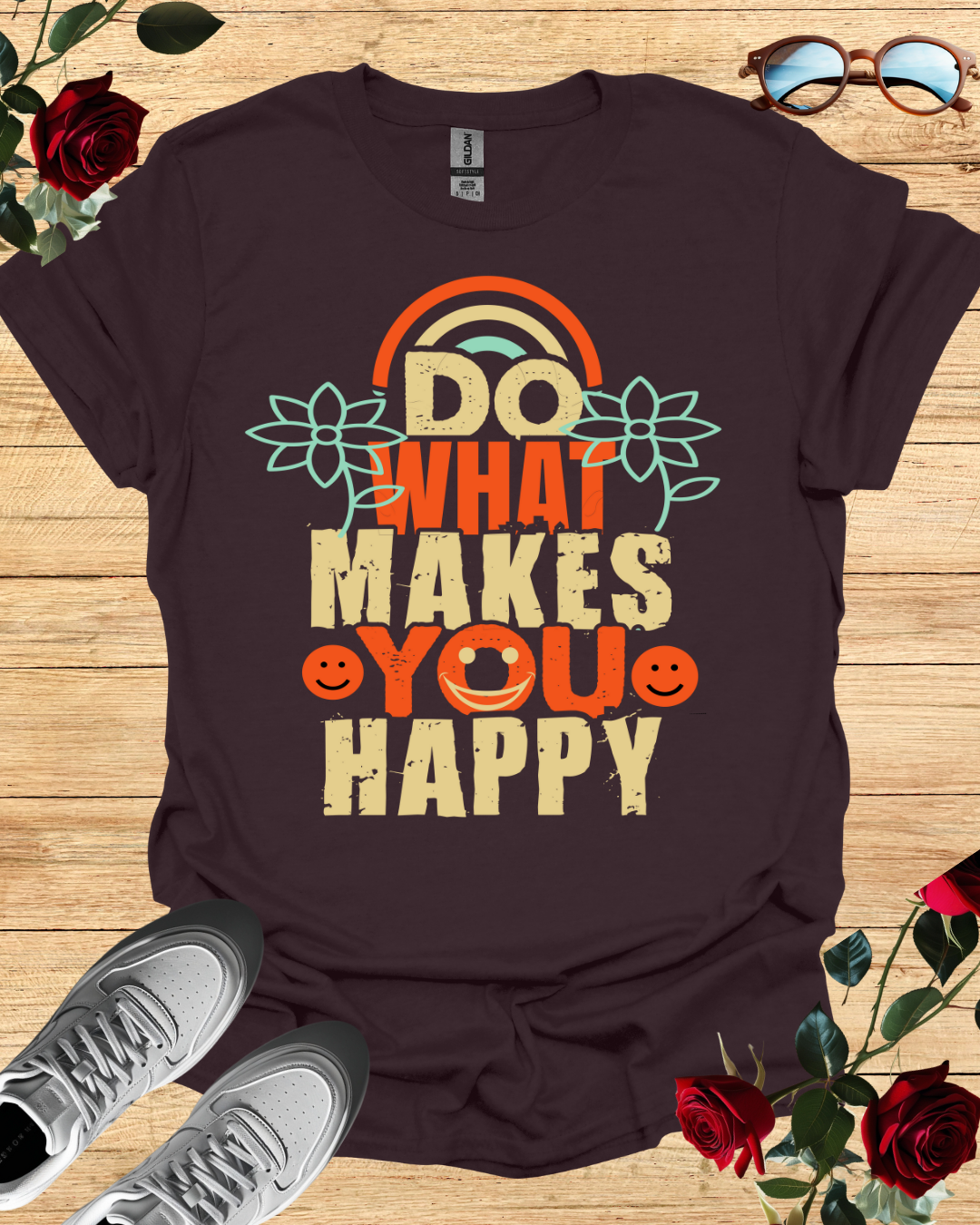 Do What Makes You Happy – Motivational Organic T-Shirt Printify
