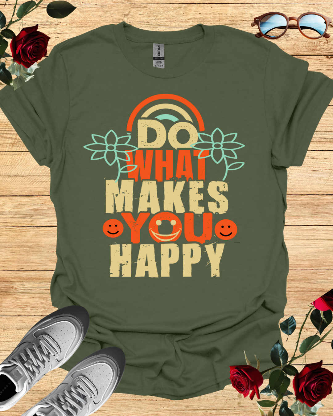 Do What Makes You Happy – Motivational Organic T-Shirt Printify
