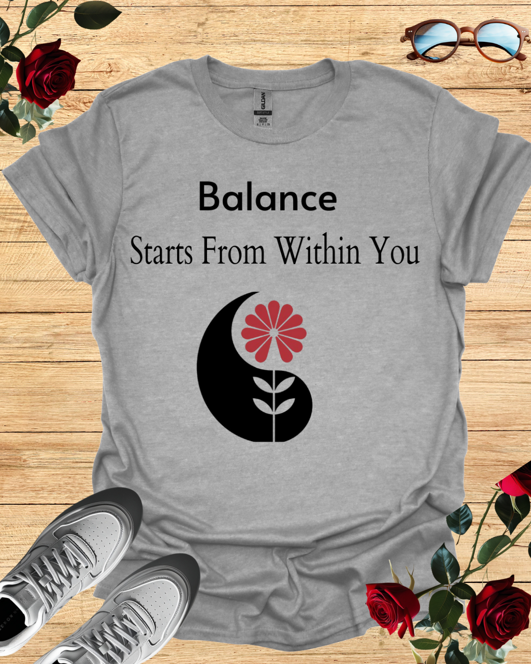 Balance Starts from Within You – Organic Cotton Motivational T-Shirt Printify
