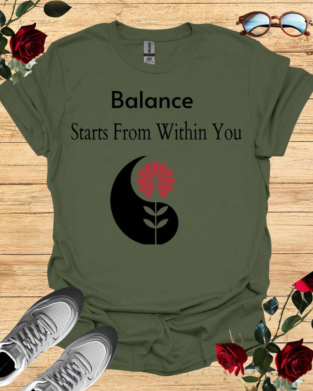 Balance Starts from Within You – Organic Cotton Motivational T-Shirt Printify