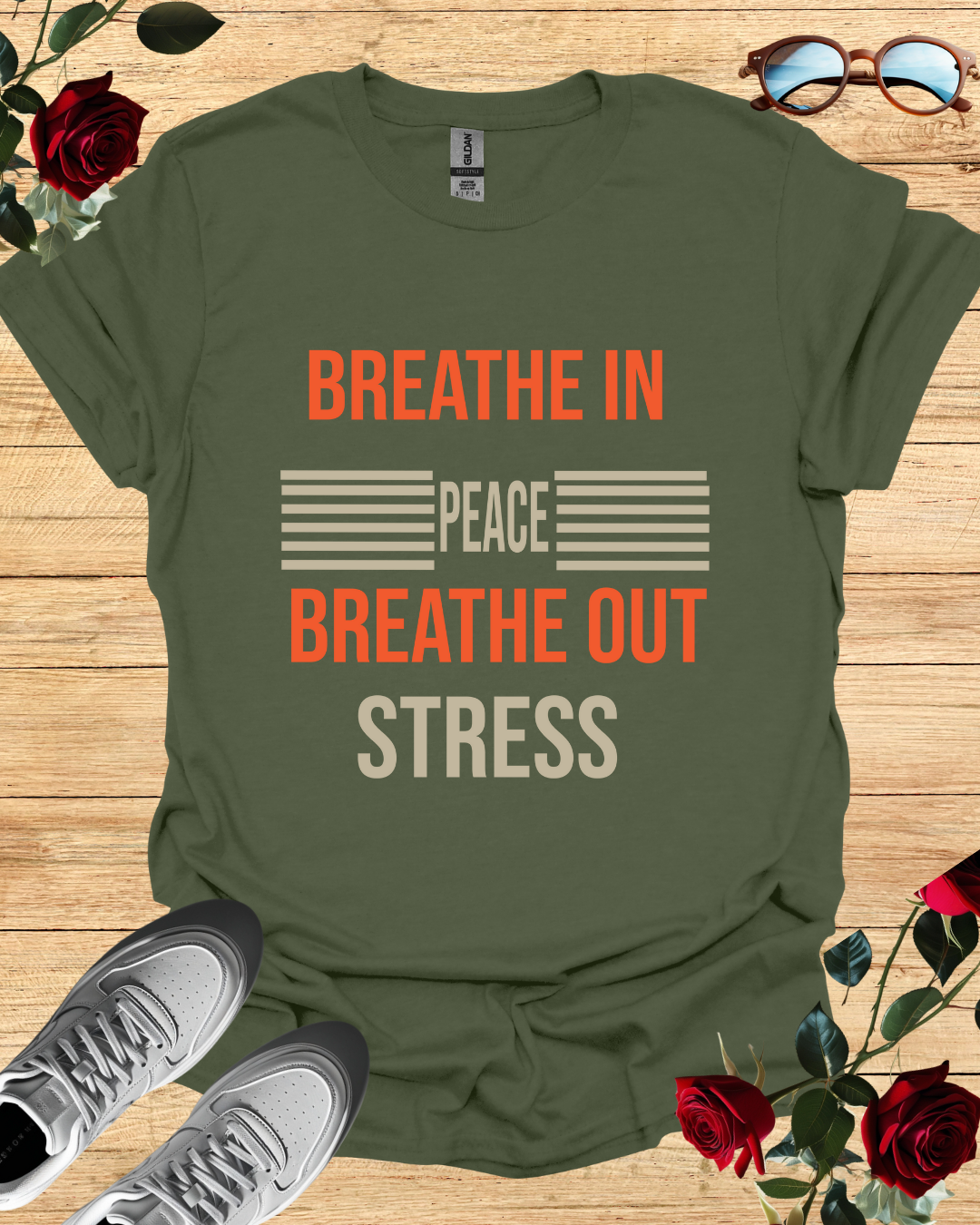 Breathe In Peace Breathe Out Stress Relaxation T-Shirt Printify