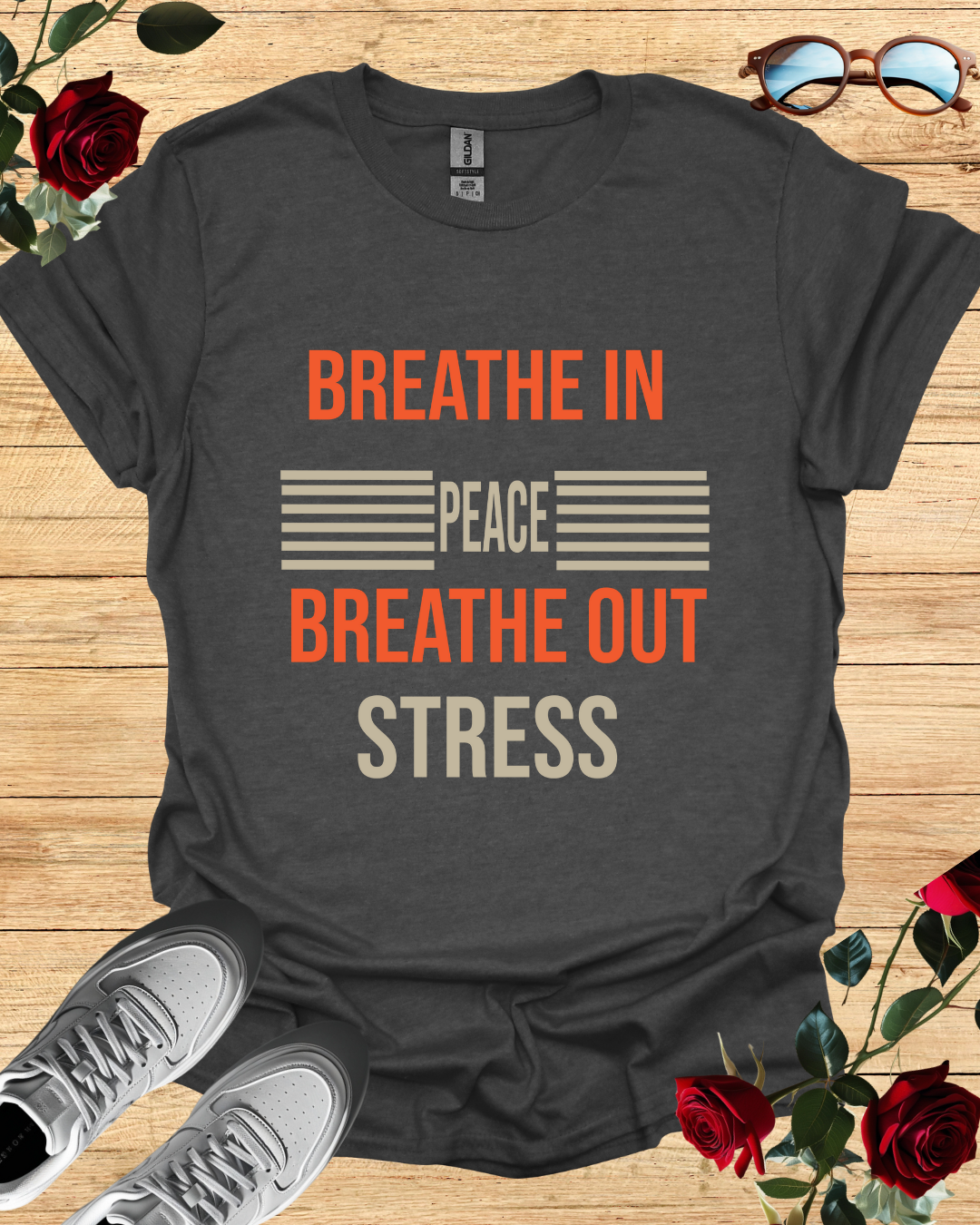 Breathe In Peace Breathe Out Stress Relaxation T-Shirt Printify