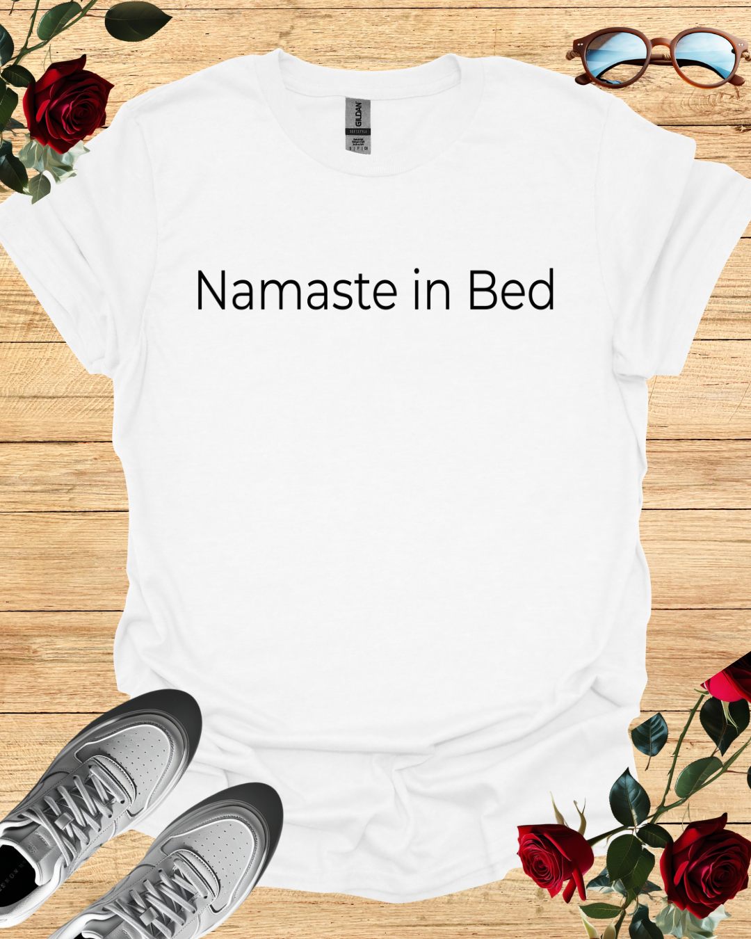 Namaste in Bed – Cozy Organic Cotton Yoga-Inspired T-Shirt Printify
