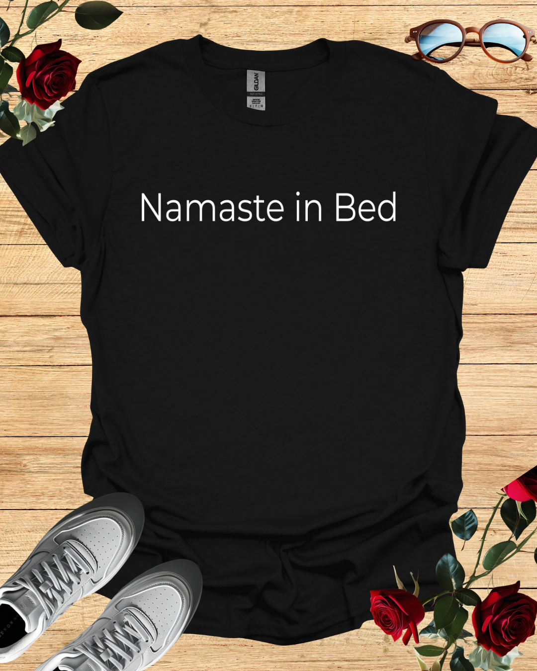 Namaste in Bed – Cozy Organic Cotton Yoga-Inspired T-Shirt Printify