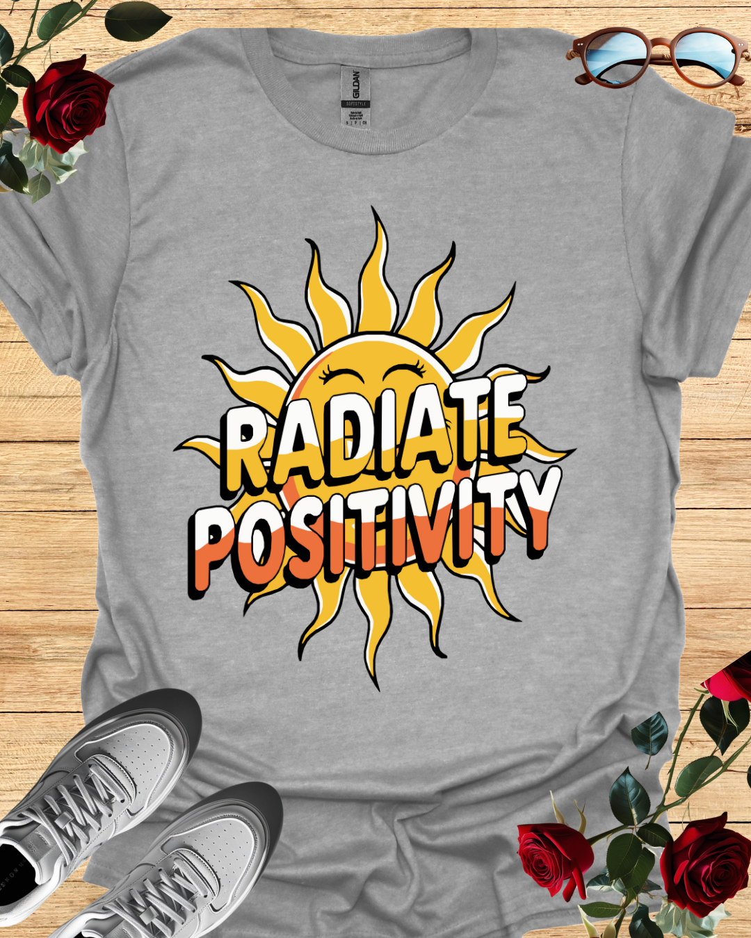 Radiate Positivity – Motivational T-Shirt in Long Sleeve & Short Sleeve Styles Printify
