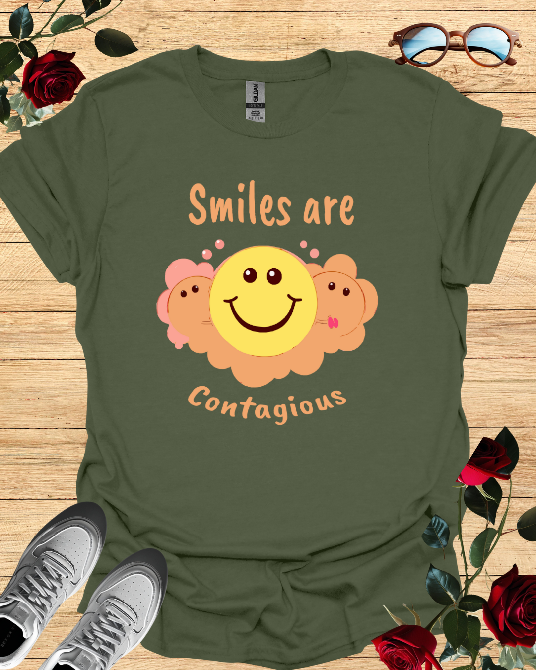 mile Are Contagious – Uplifting T-Shirt in Long & Short Sleeve Styles Printify