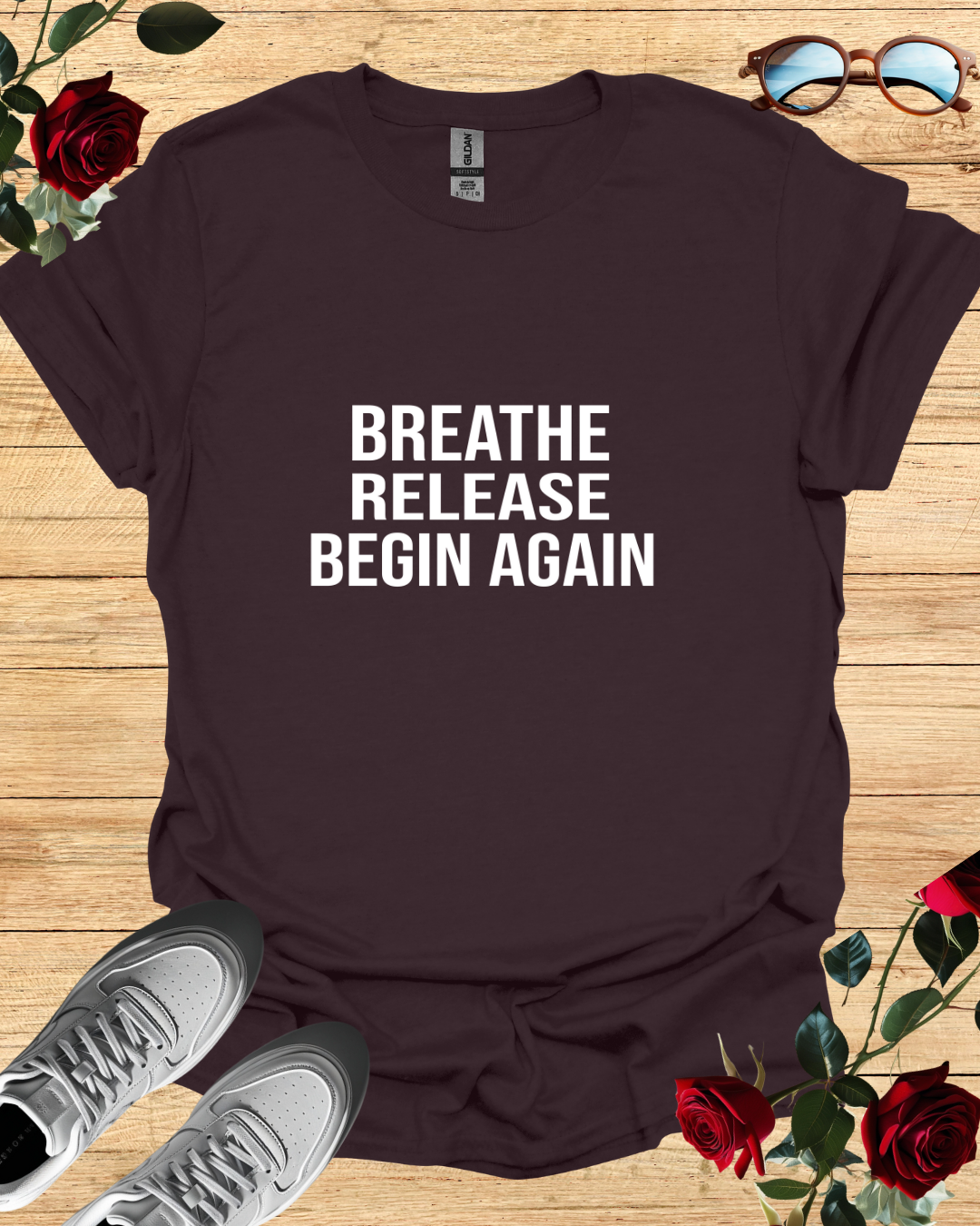 Breath, Release, Begin Again | Premium Comfort T-Shirt Collection Printify
