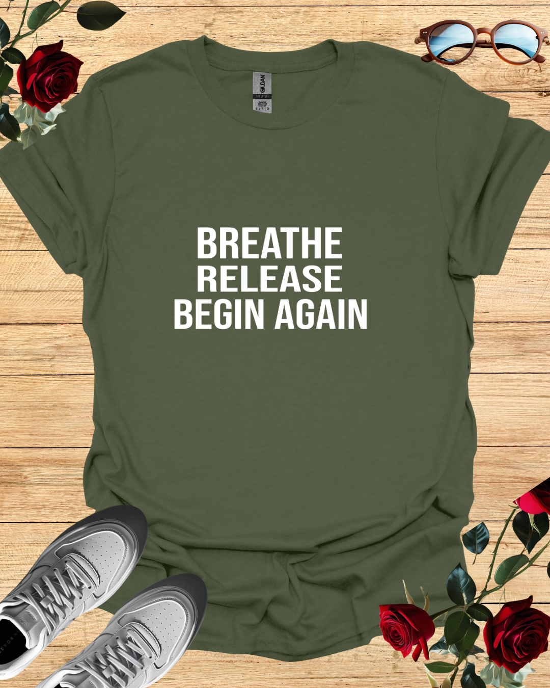 Breath, Release, Begin Again | Premium Comfort T-Shirt Collection Printify