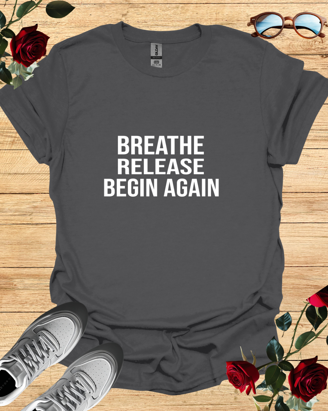 Breath, Release, Begin Again | Premium Comfort T-Shirt Collection Printify