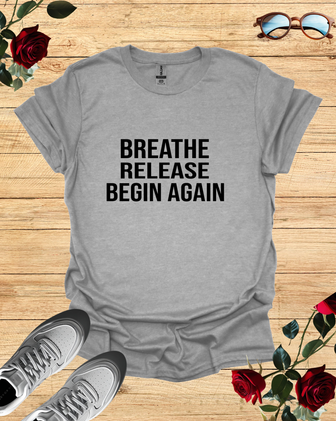 Breath, Release, Begin Again | Premium Comfort T-Shirt Collection Printify