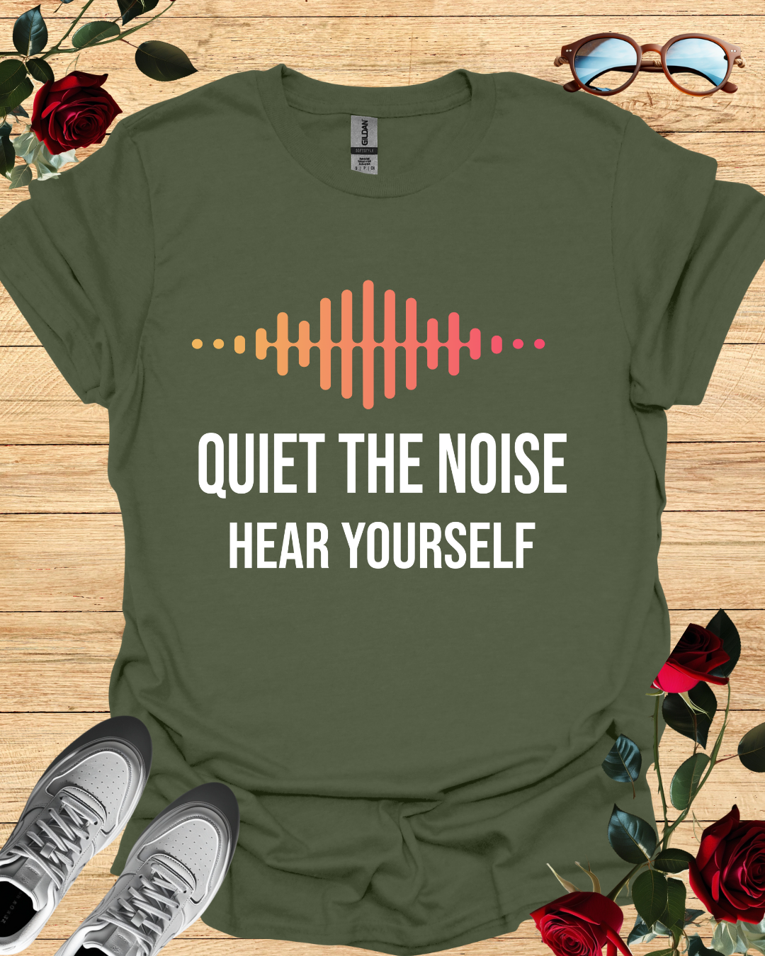 Quiet the Noise, Hear Yourself – Mindful Minimalist T-Shirt Printify