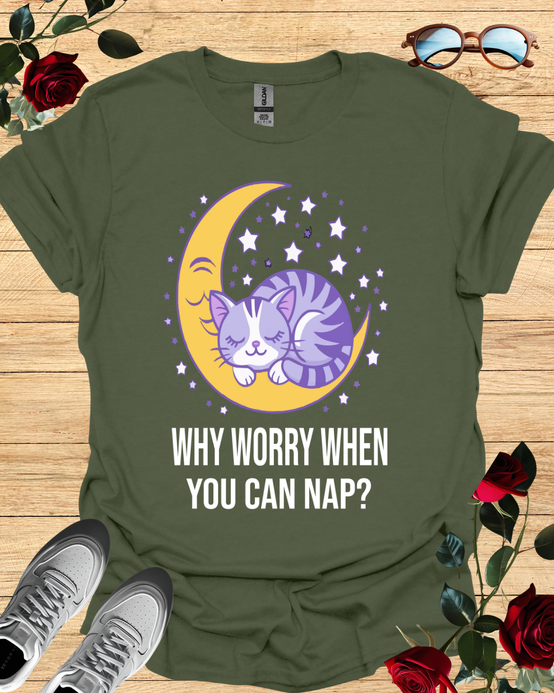 Why Worry When You Can Nap? – Relaxed T-Shirt in Long & Short Sleeve Styles Printify