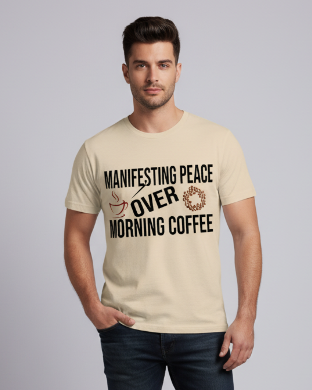 Manifesting Peace Over Morning Coffee – Relaxed T-Shirt in Long & Short Sleeve Styles