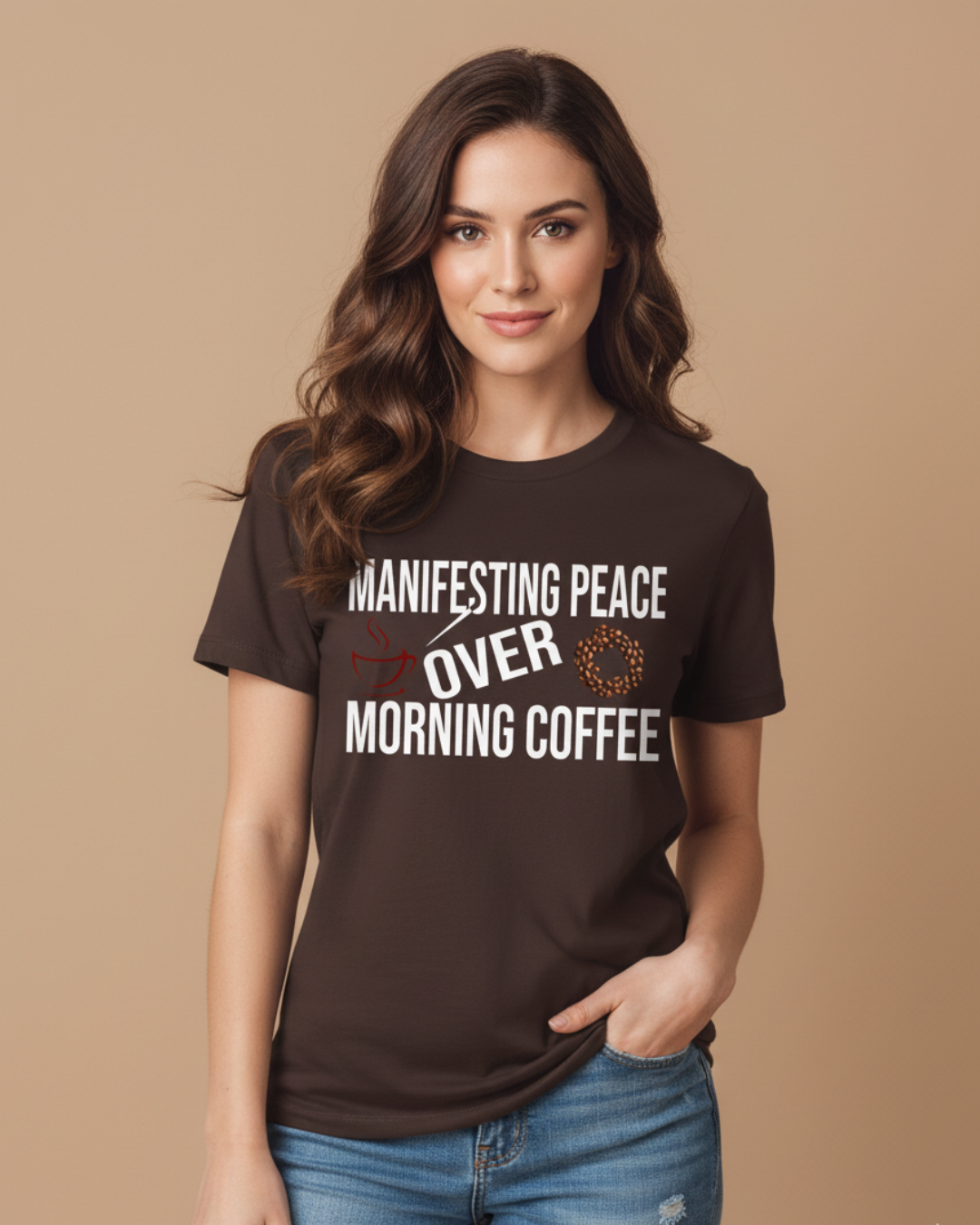 Manifesting Peace Over Morning Coffee – Relaxed T-Shirt in Long & Short Sleeve Styles