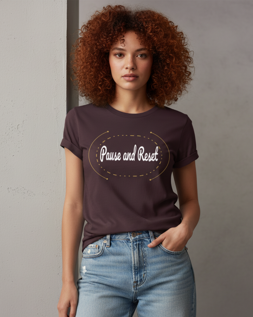 Pause and Reset – Minimalist Mindfulness T-Shirt