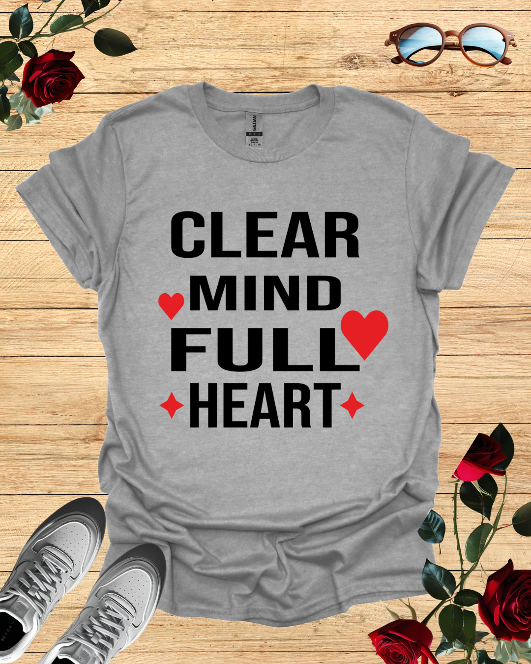 Clear Mind, Full Heart – Motivational Minimalist T-Shirt Printify