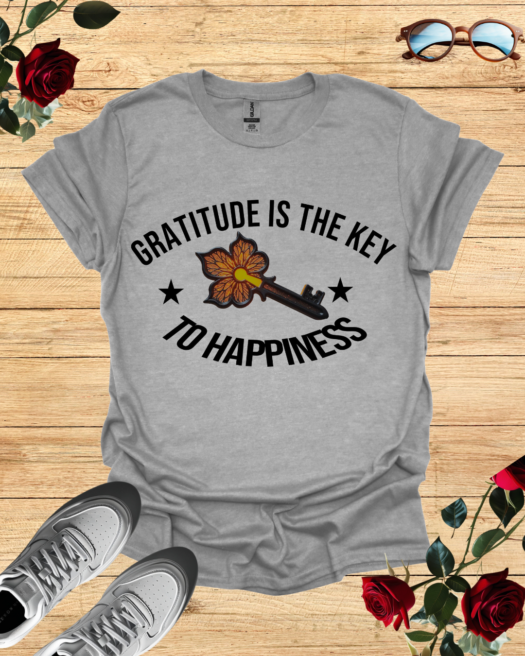 Gratitude Is the Key to Happiness T-Shirt – Long & Short Sleeve Printify