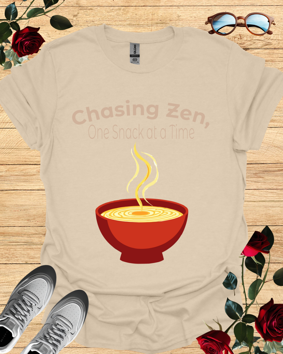 Chasing Zen One Snack at a Time – Relaxed T-Shirt in Long & Short Sleeve Styles Printify