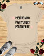 Positive Vibes Graphic Long & Short Sleeve T-Shirt for Mindful Living Printify