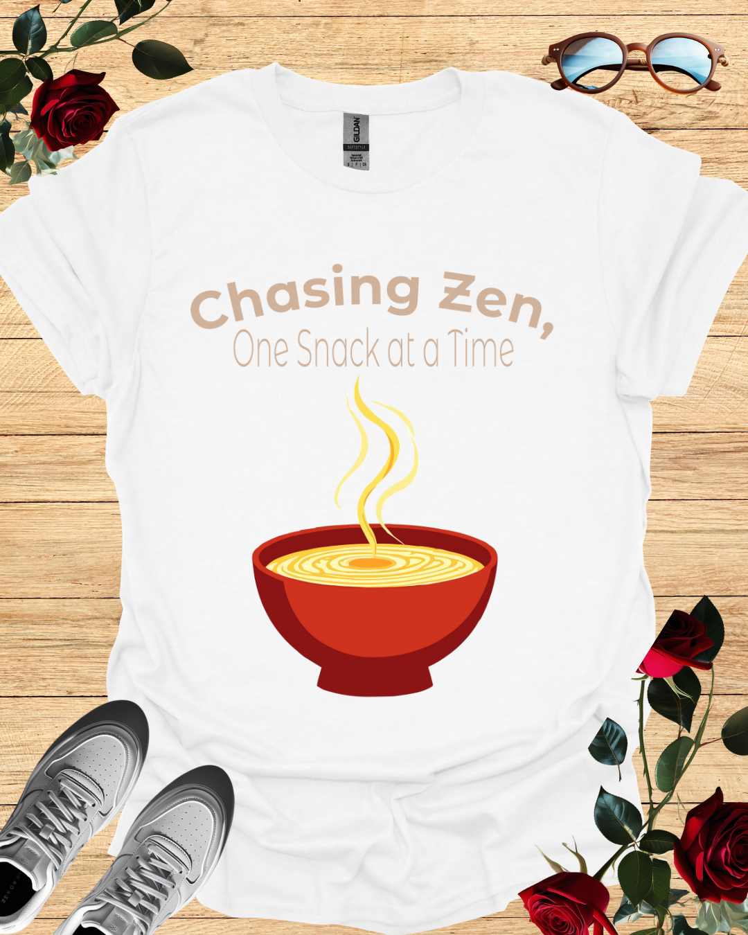 Chasing Zen One Snack at a Time – Relaxed T-Shirt in Long & Short Sleeve Styles Printify