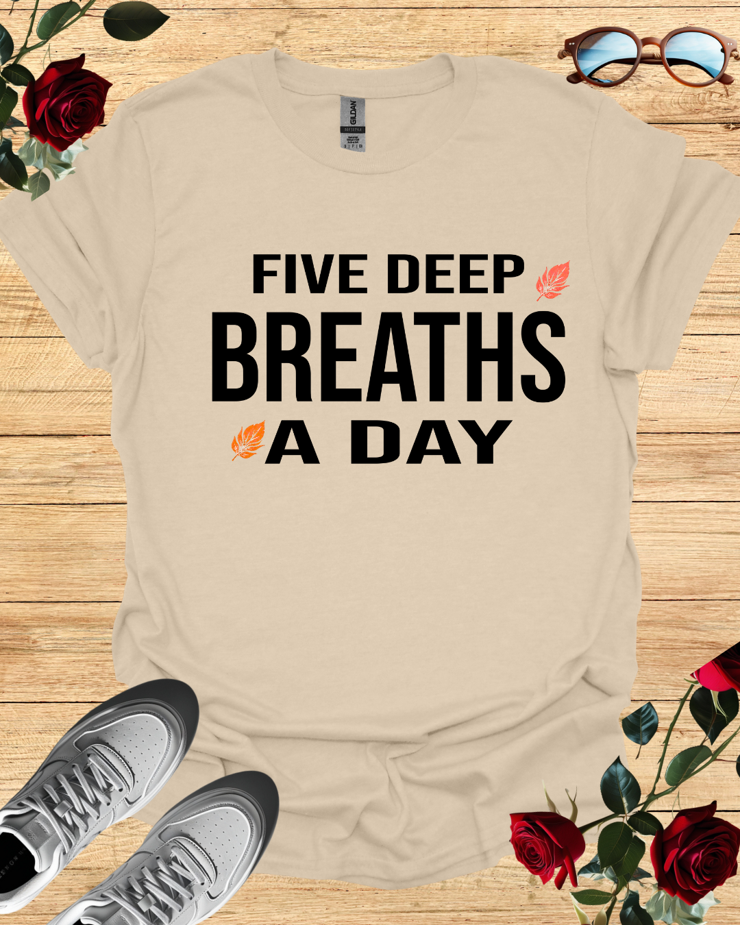 Five Deep Breaths a Day T-Shirt – Long & Short Sleeve Relax Fit Printify