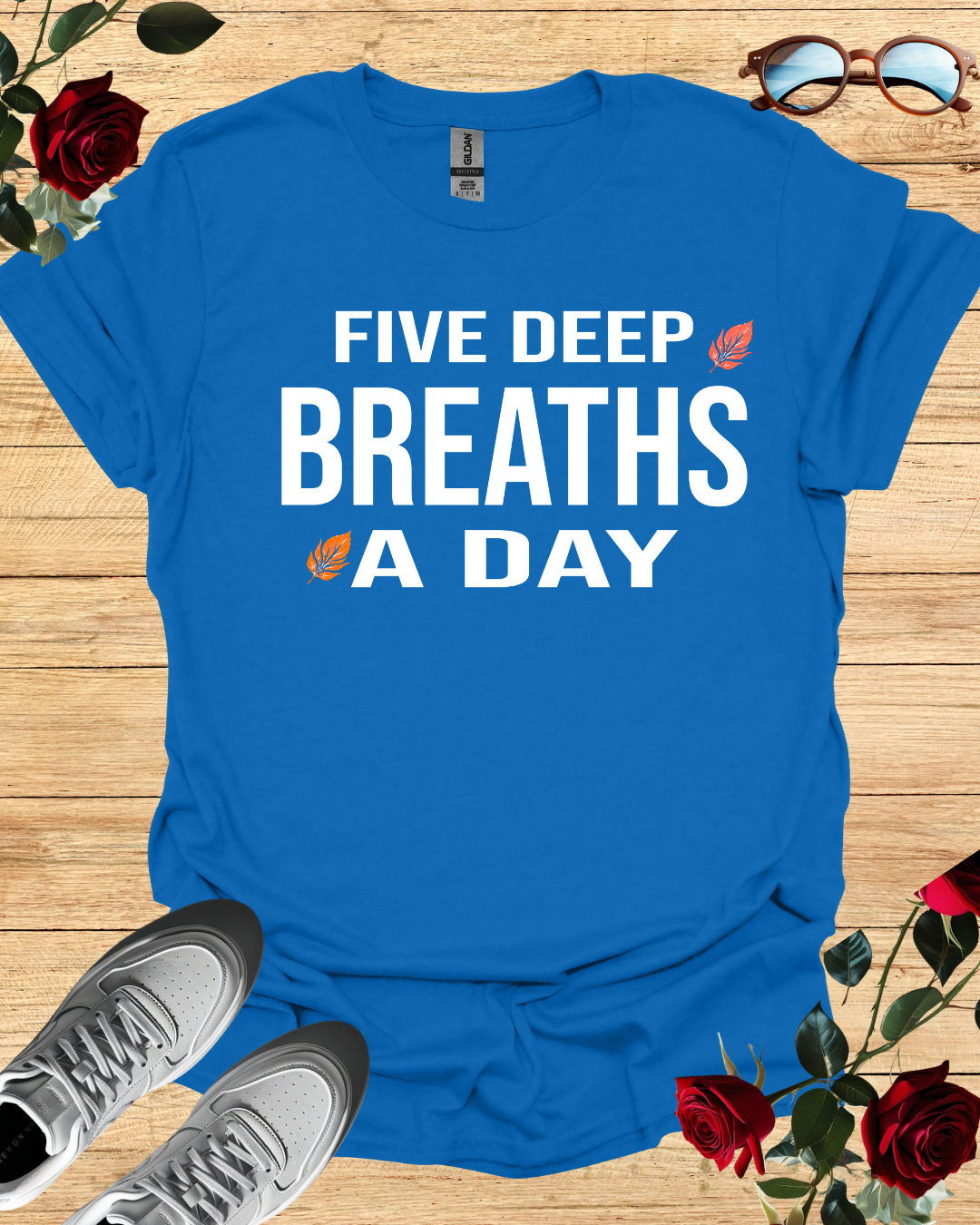 Five Deep Breaths a Day T-Shirt – Long & Short Sleeve Relax Fit Printify