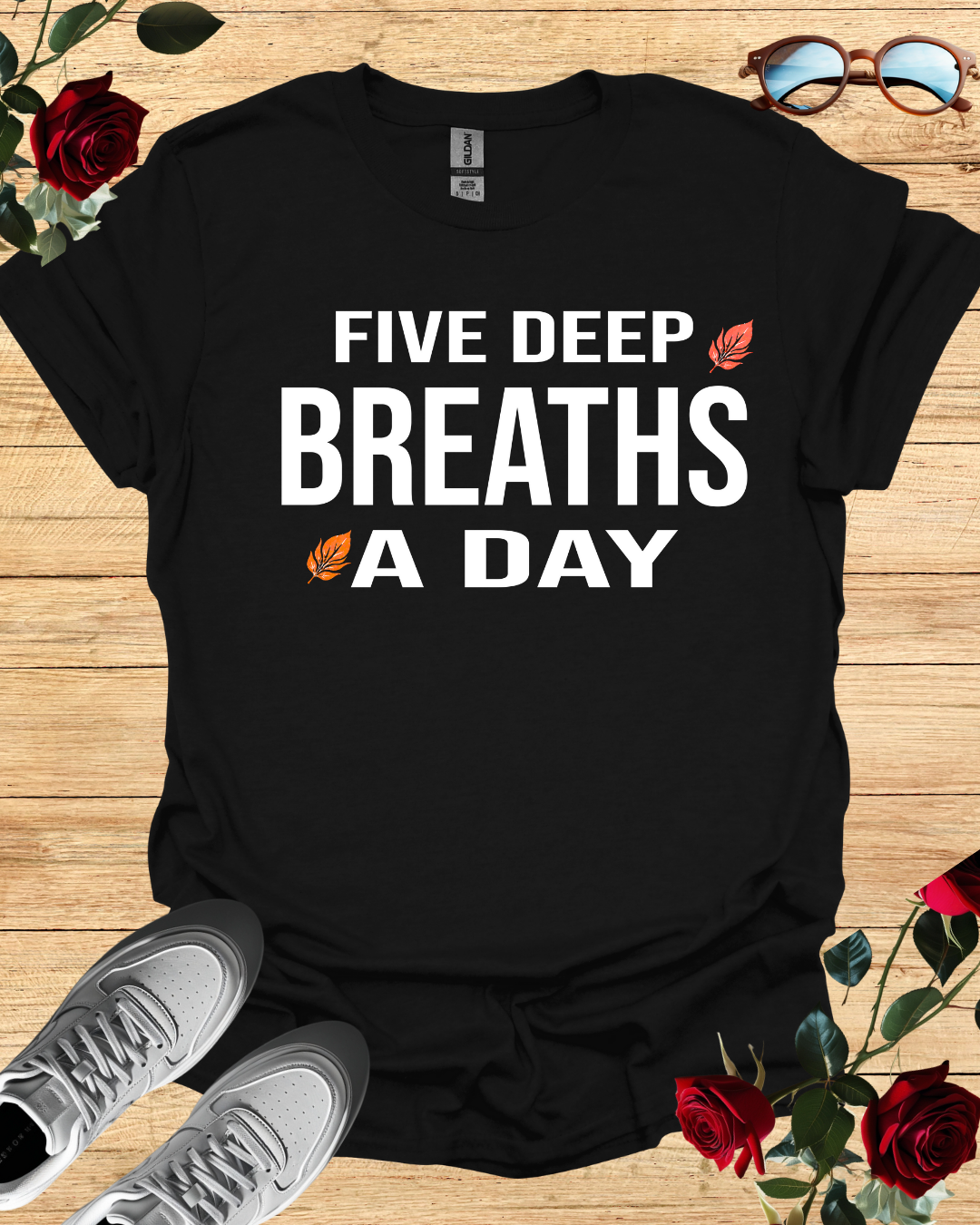 Five Deep Breaths a Day T-Shirt – Long & Short Sleeve Relax Fit Printify