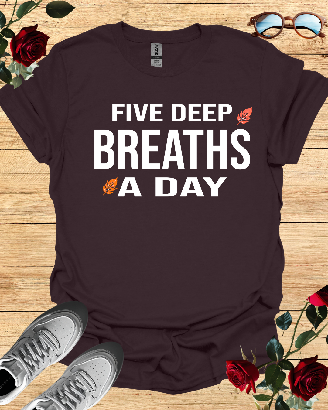 Five Deep Breaths a Day T-Shirt – Long & Short Sleeve Relax Fit Printify