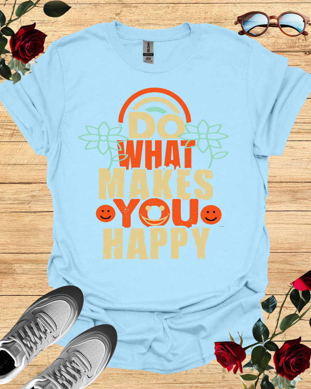 Do What Makes You Happy – Motivational Organic T-Shirt Printify