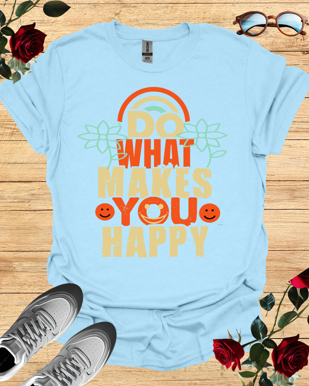 Do What Makes You Happy – Motivational Organic T-Shirt Printify