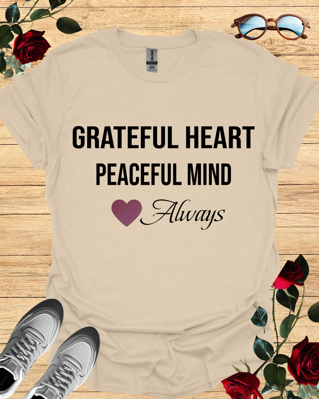 Graceful Heart Peaceful Mind Always – Elegant T-Shirt in Long & Short Sleeve Styles Printify