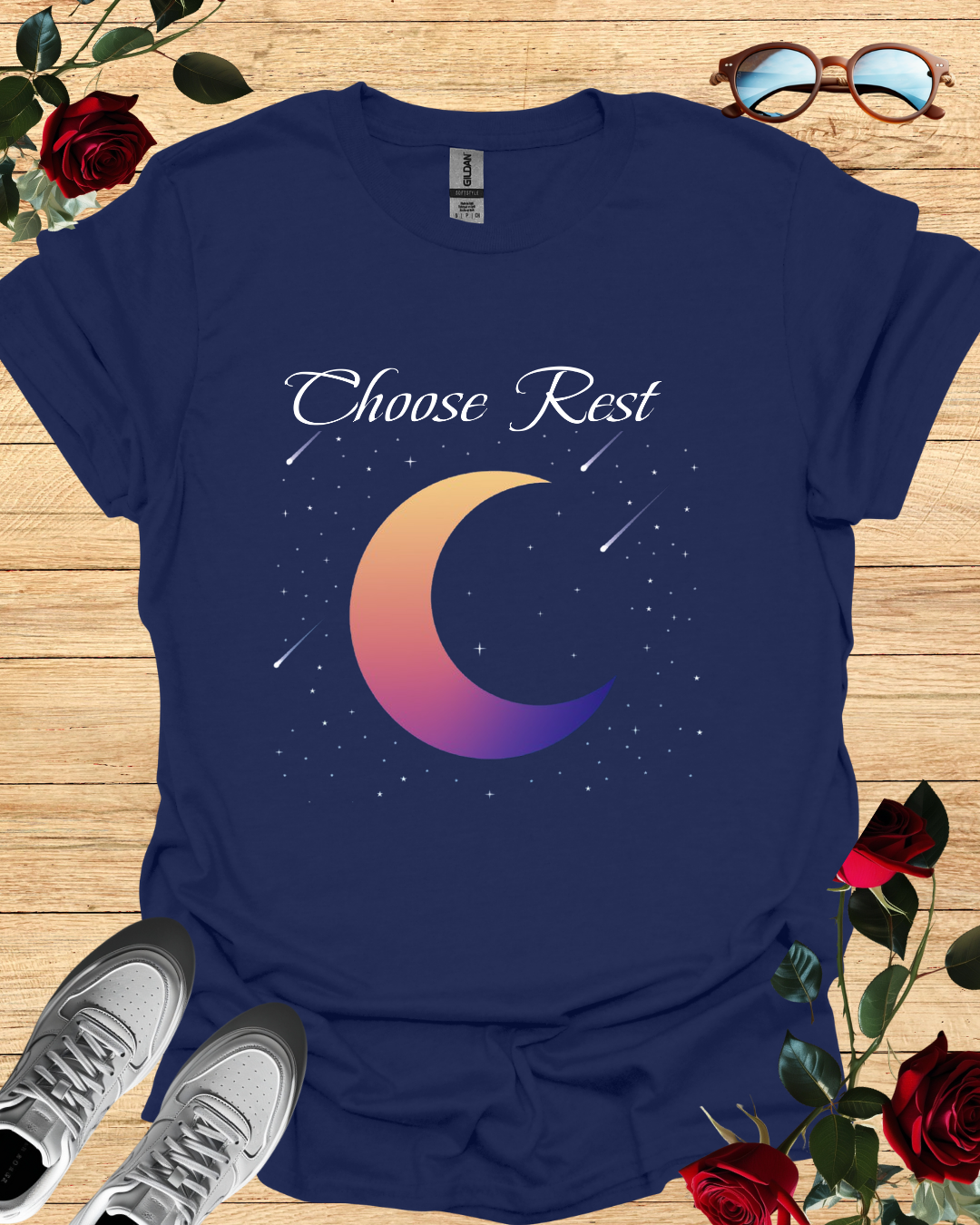 Choose Rest shirt – relaxed long sleeve t-shirt, short sleeved t-shirt, and casual shirt styles

