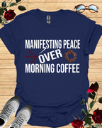 Manifesting Peace Over Morning Coffee – Relaxed T-Shirt in Long & Short Sleeve Styles Printify