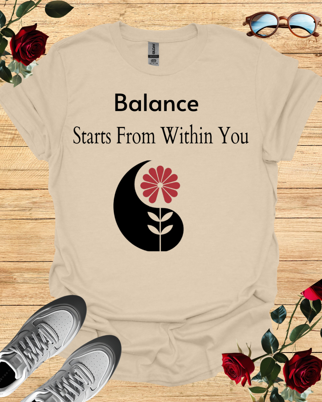 Balance Starts from Within You – Organic Cotton Motivational T-Shirt Printify