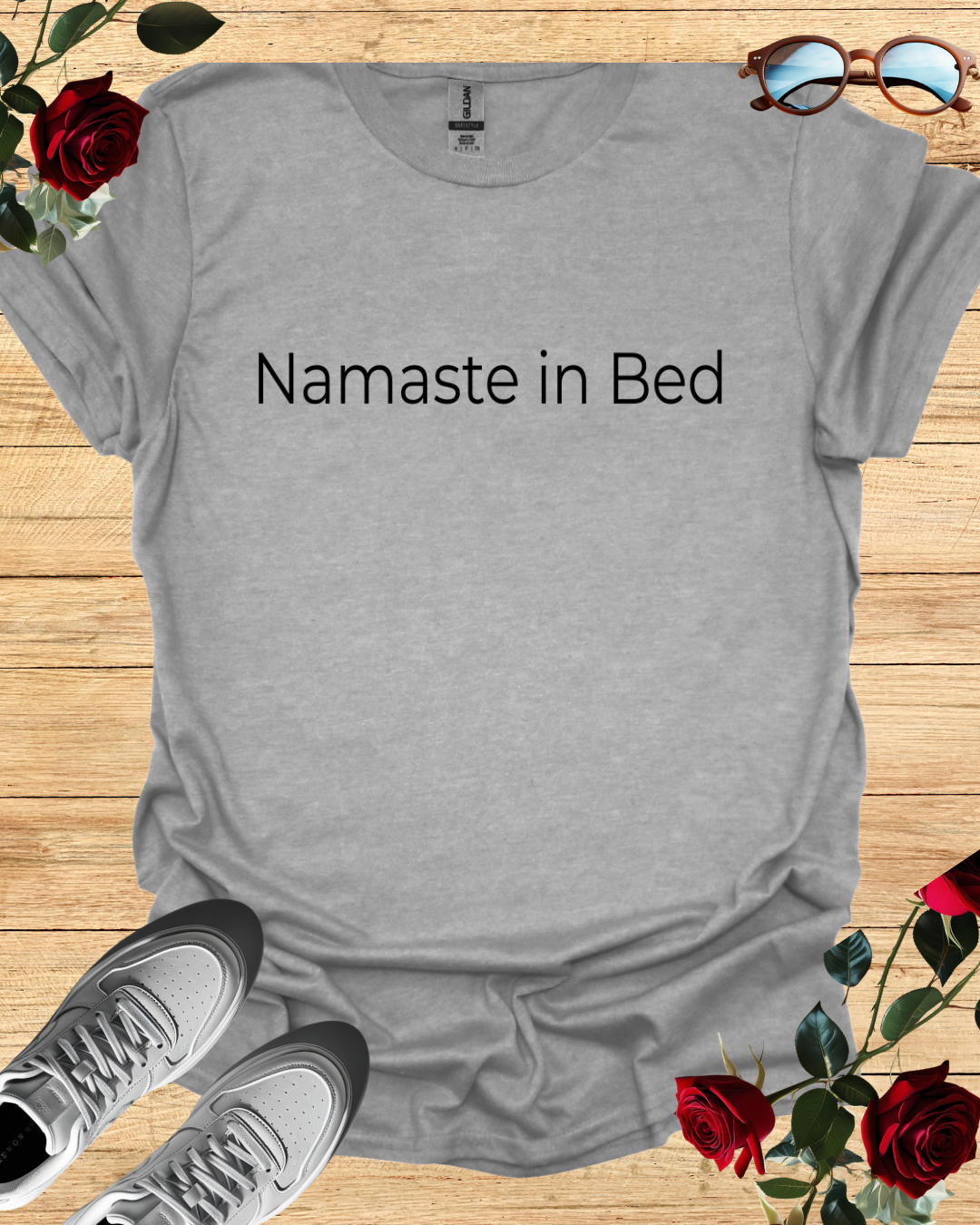 Namaste in Bed – Cozy Organic Cotton Yoga-Inspired T-Shirt Printify
