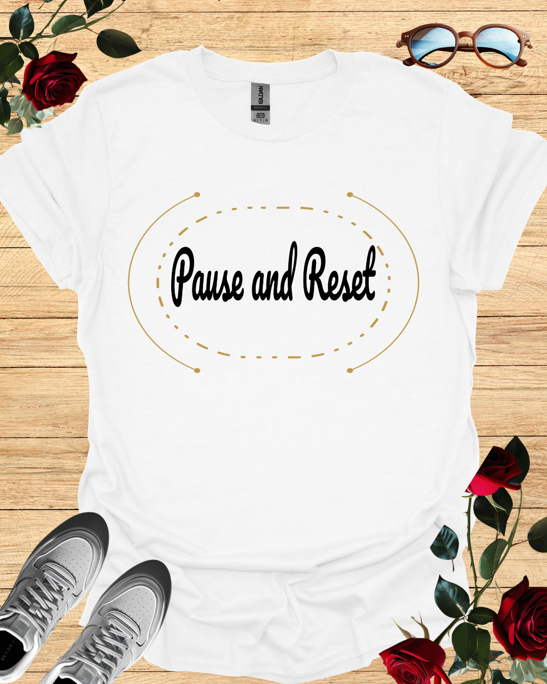 Pause and Reset – Minimalist Mindfulness T-Shirt Printify