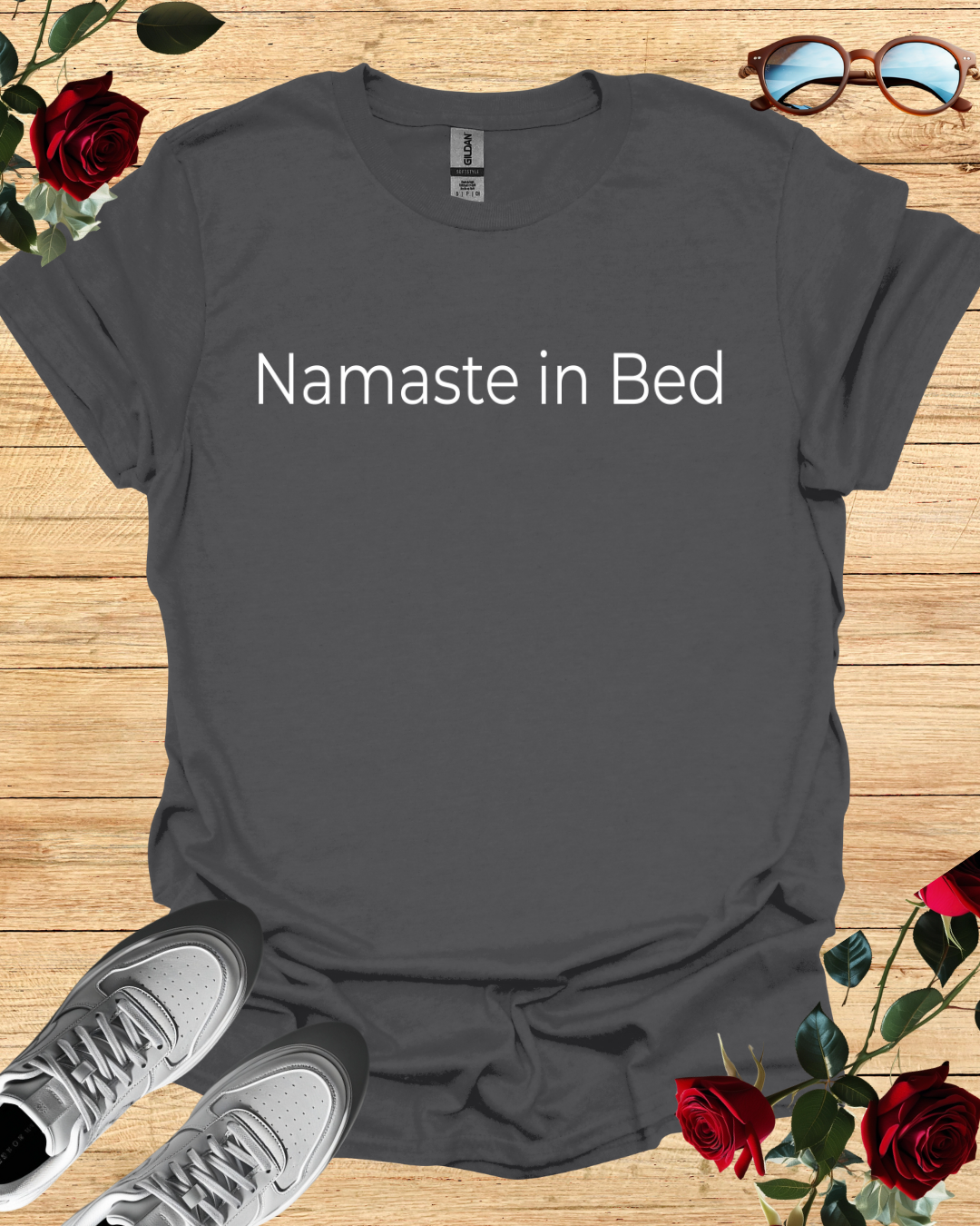 Namaste in Bed – Cozy Organic Cotton Yoga-Inspired T-Shirt Printify