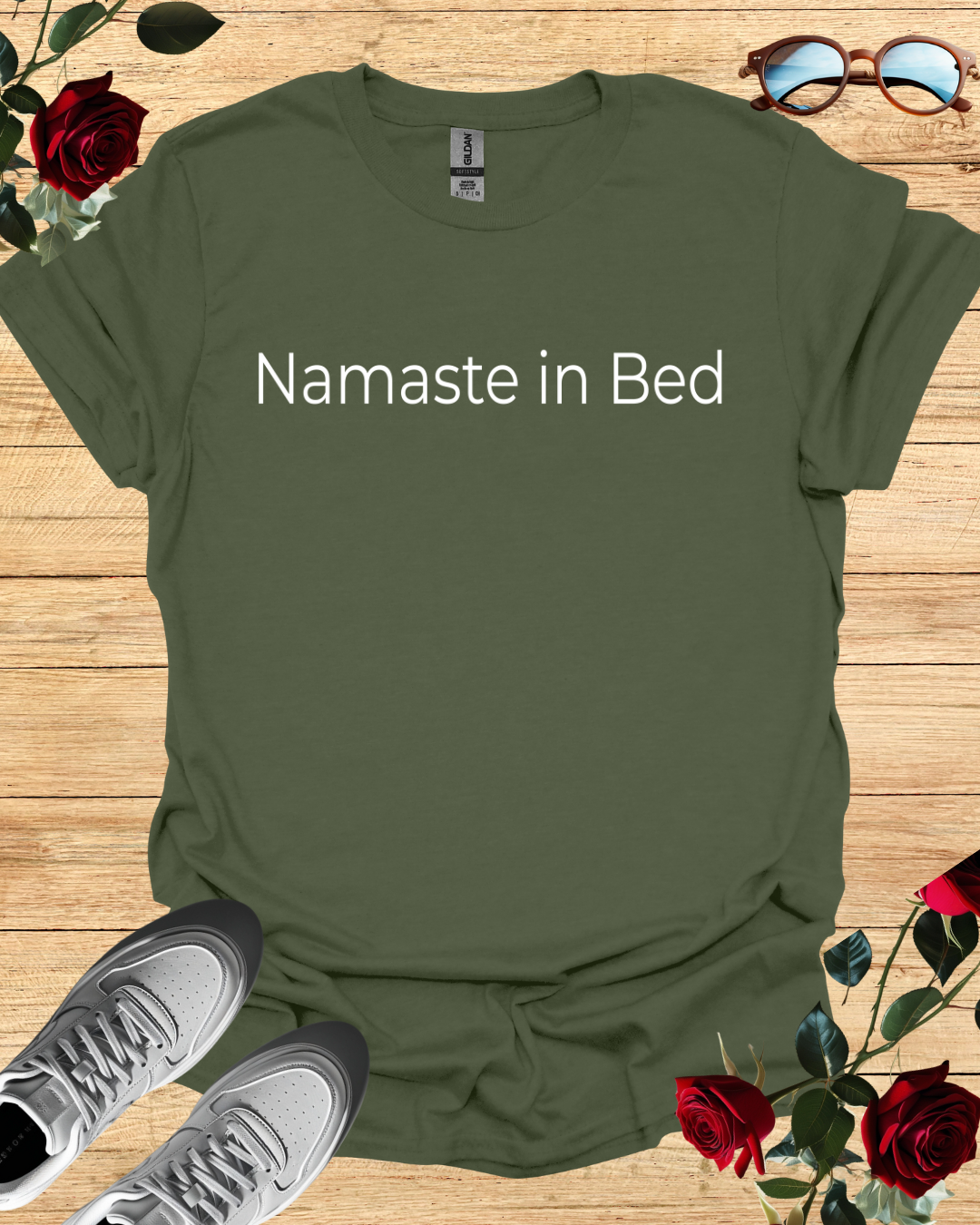 Namaste in Bed – Cozy Organic Cotton Yoga-Inspired T-Shirt Printify