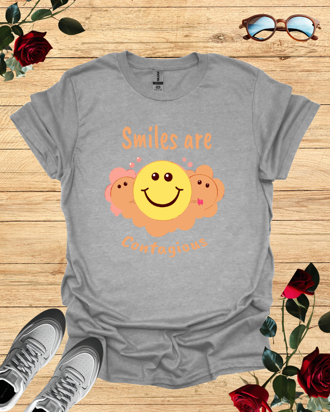 mile Are Contagious – Uplifting T-Shirt in Long & Short Sleeve Styles Printify