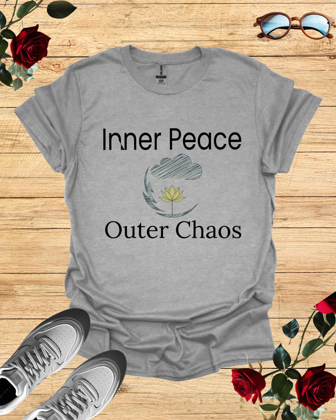Inner Peace   Outer Chaos Organic Cotton Mindful T-Shirt Printify