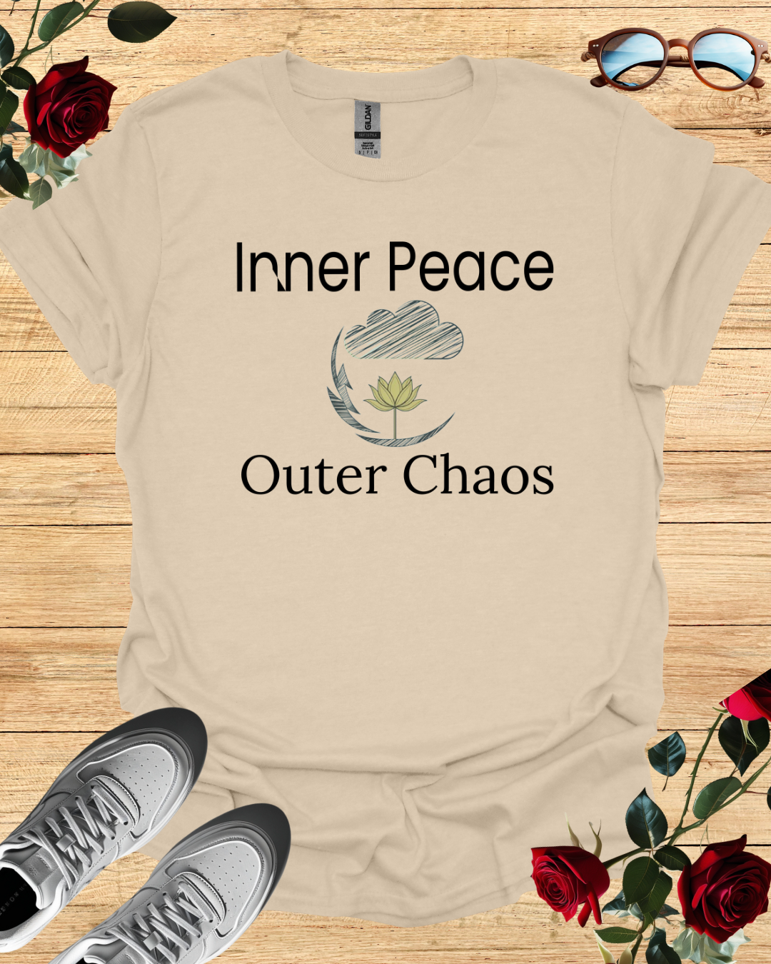 Inner Peace   Outer Chaos Organic Cotton Mindful T-Shirt Printify
