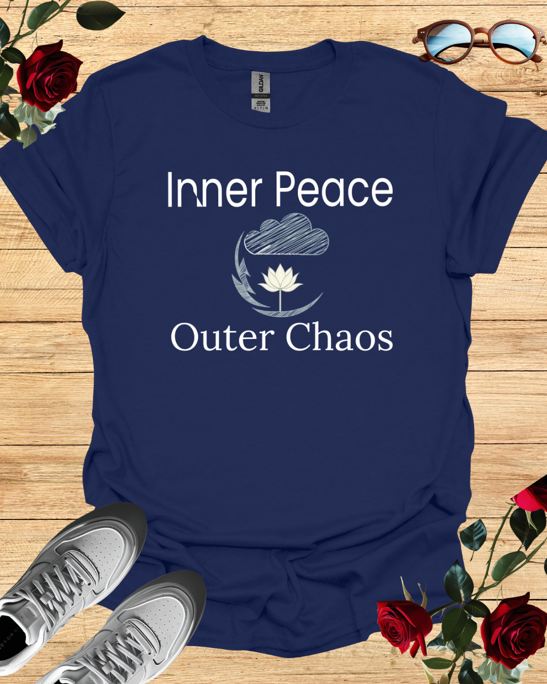 Inner Peace   Outer Chaos Organic Cotton Mindful T-Shirt Printify
