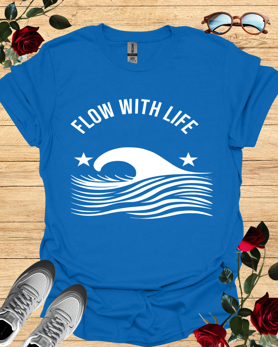 Flow with Life – Minimalist Motivational T-Shirt Printify